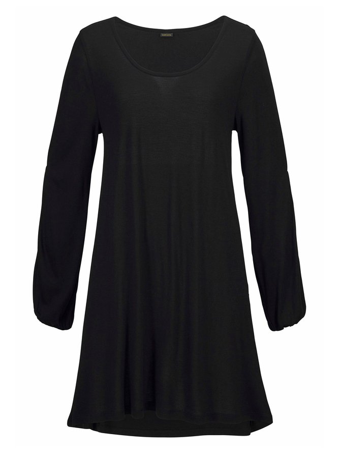 Crew Neck Black Women Summer Dresses Shift Daily Casual Plain Dresses