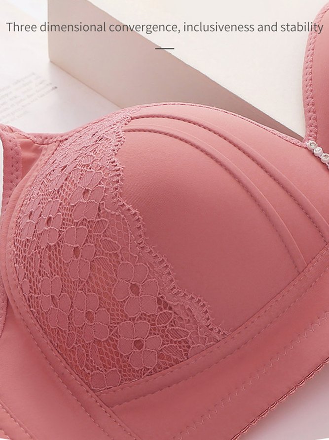 Rhinestone Lace Comfortable Push Up Wireless Bra Plus Size