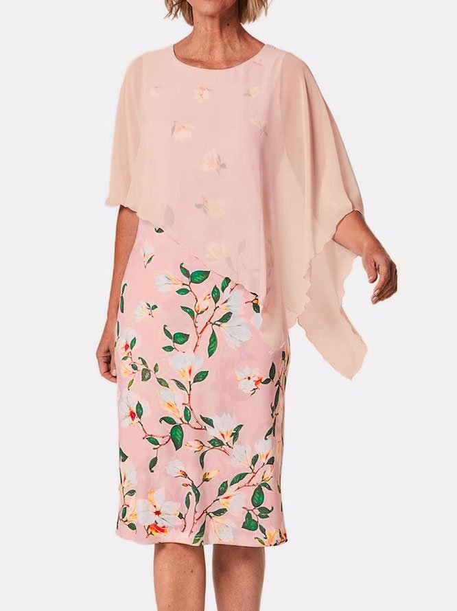 Chiffon Elegant Crew Neck Loose Dress