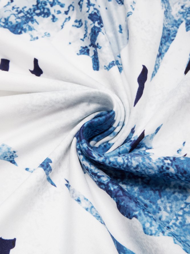 V Neck Geometric Casual Maxi Dress