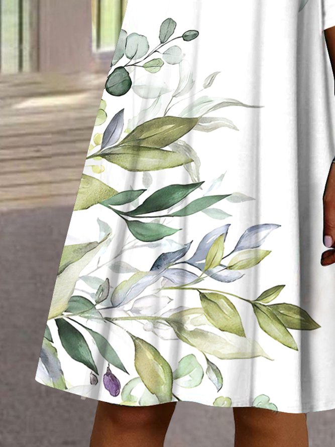 Loose holiday leaves a-hem midi Dress