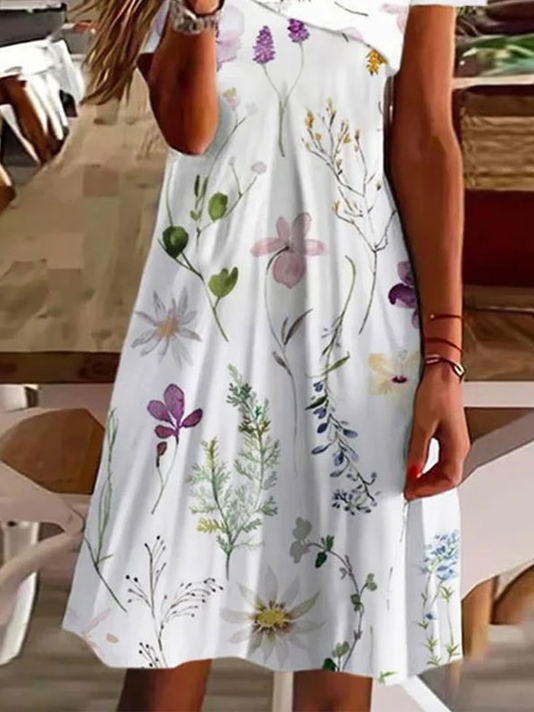 Floral Casual Asymmetrical Loose Dress