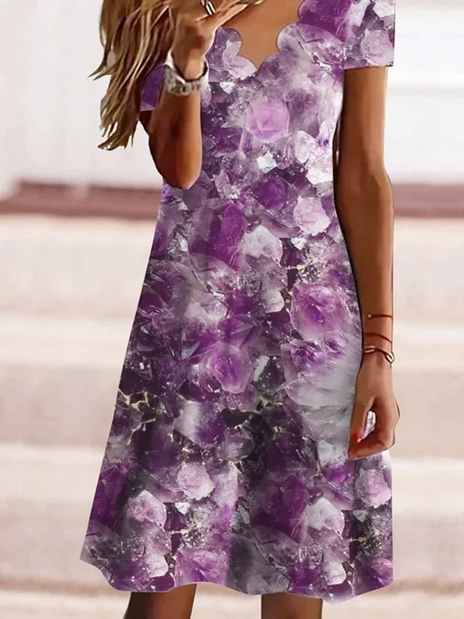 Scallop Neck ombre Vacation Midi Dress