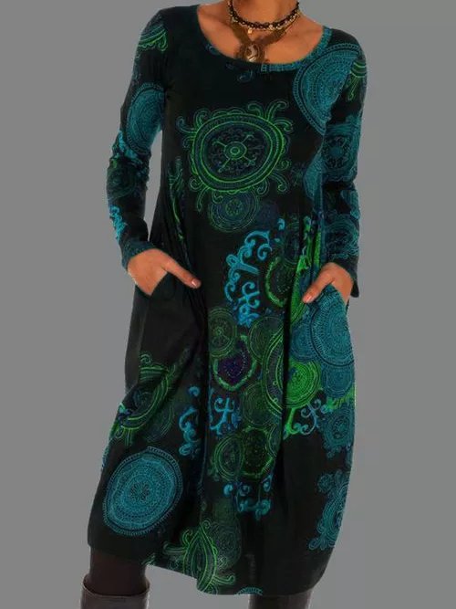 Striped Long Sleeve Casual Knitting Dress