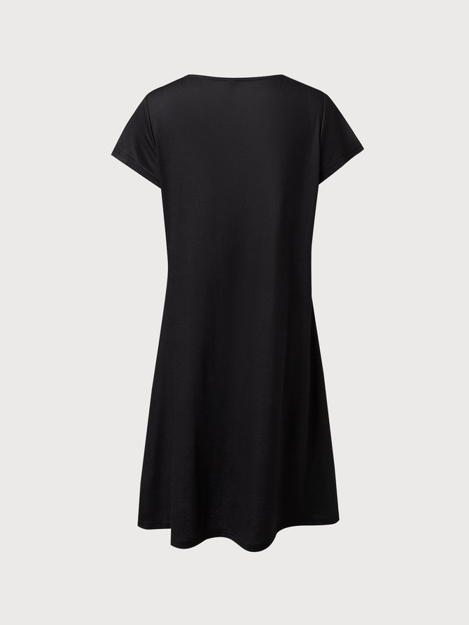 V Neck Tribal Black Vacation Casual Mini Dress