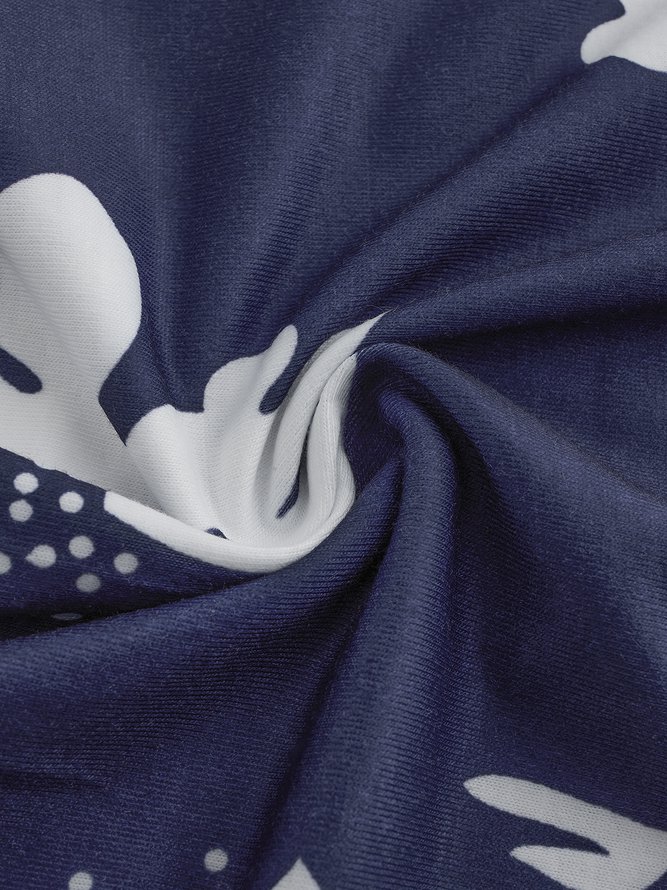 Round Neck Floral Vacation Midi Dress