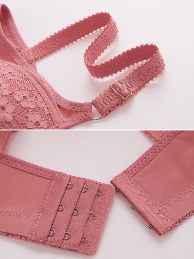 Rhinestone Lace Comfortable Push Up Wireless Bra Plus Size