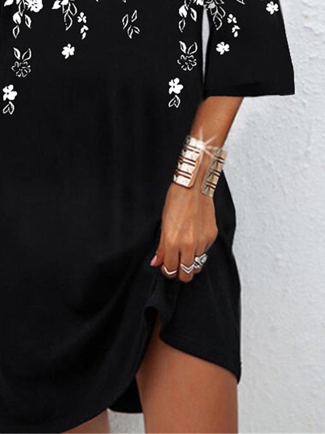 Cold Shoulder Floral Loose Elegant Dress