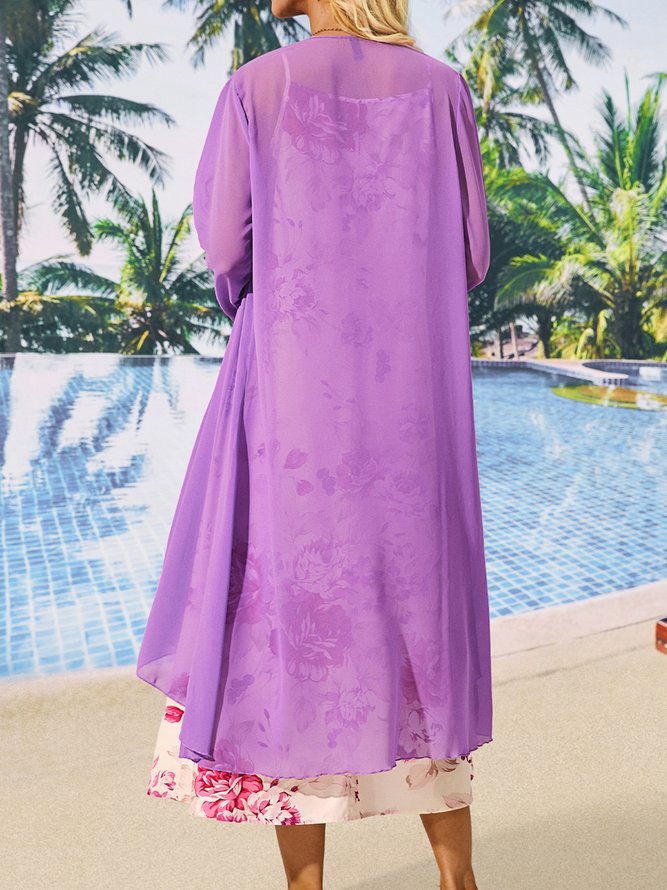 Plain Casual V Neck Two-Piece Set