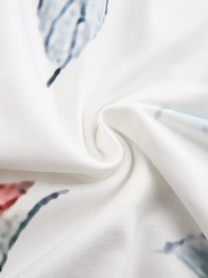 Round Neck Floral Vacation Midi Dress