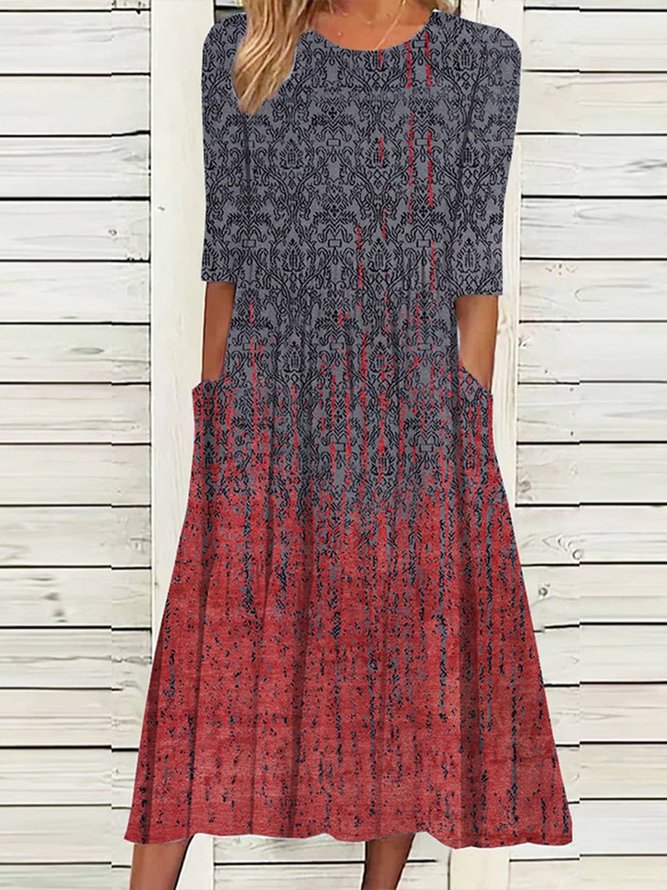 Vintage Loose Crew Neck Dress