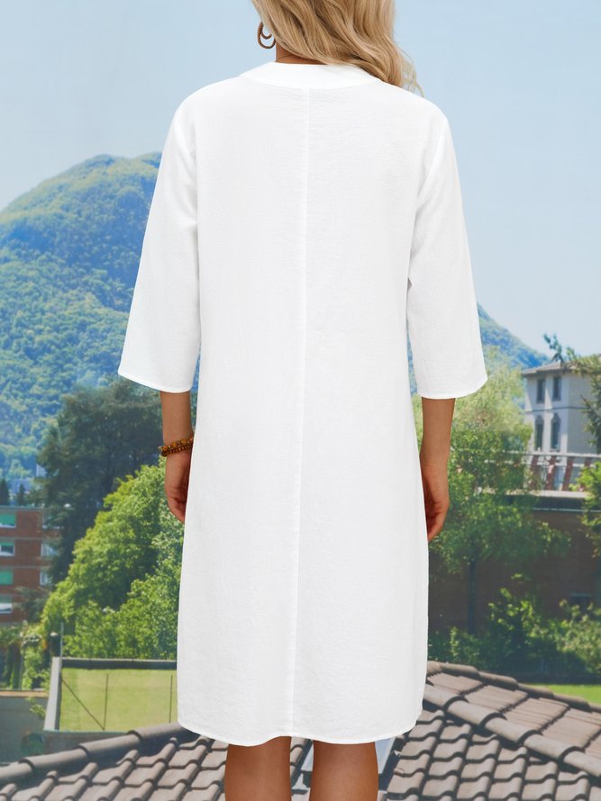 Regular Fit Casual Cotton And Linen Dress