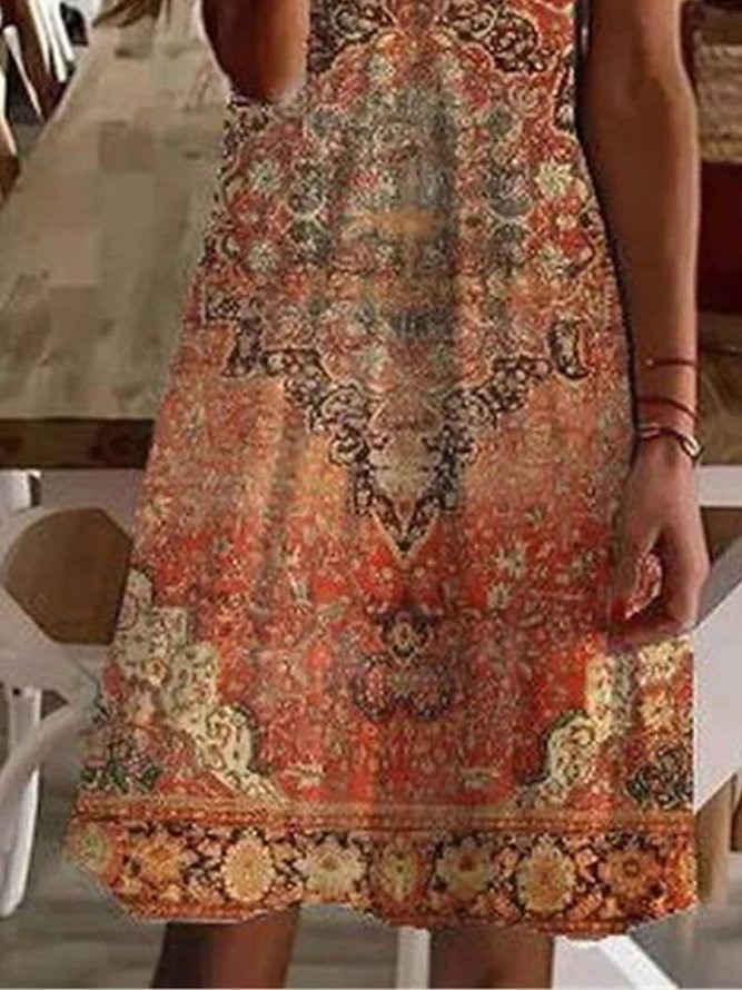Ethnic V Neck Regular Fit Ethnic Dress