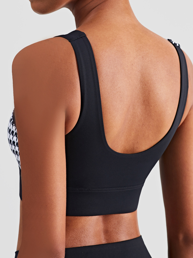Casual Plaid Sports Bra