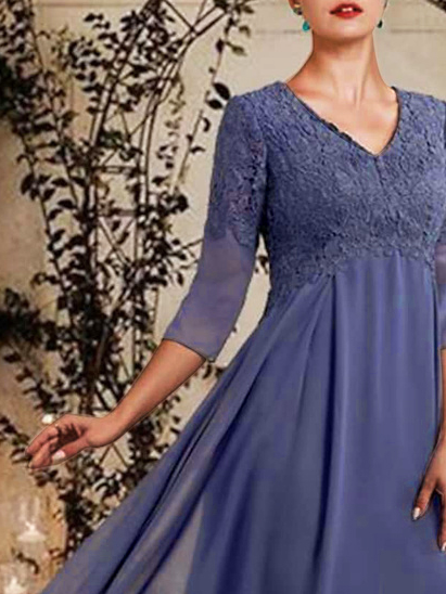 Elegant Plain Lace Panel Slim Fit Prom Dress