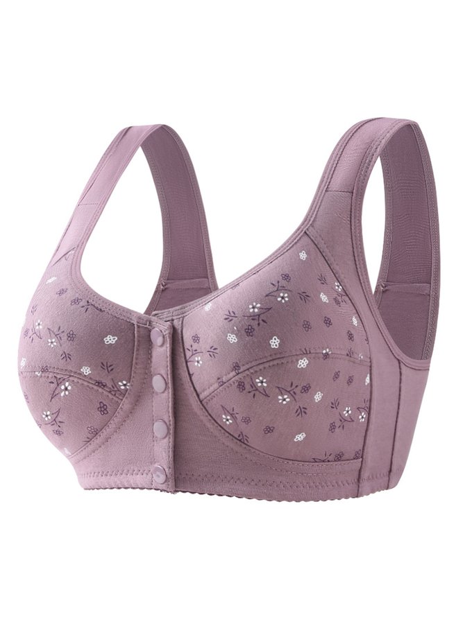 Printed Button Front Wireless Tank Bra