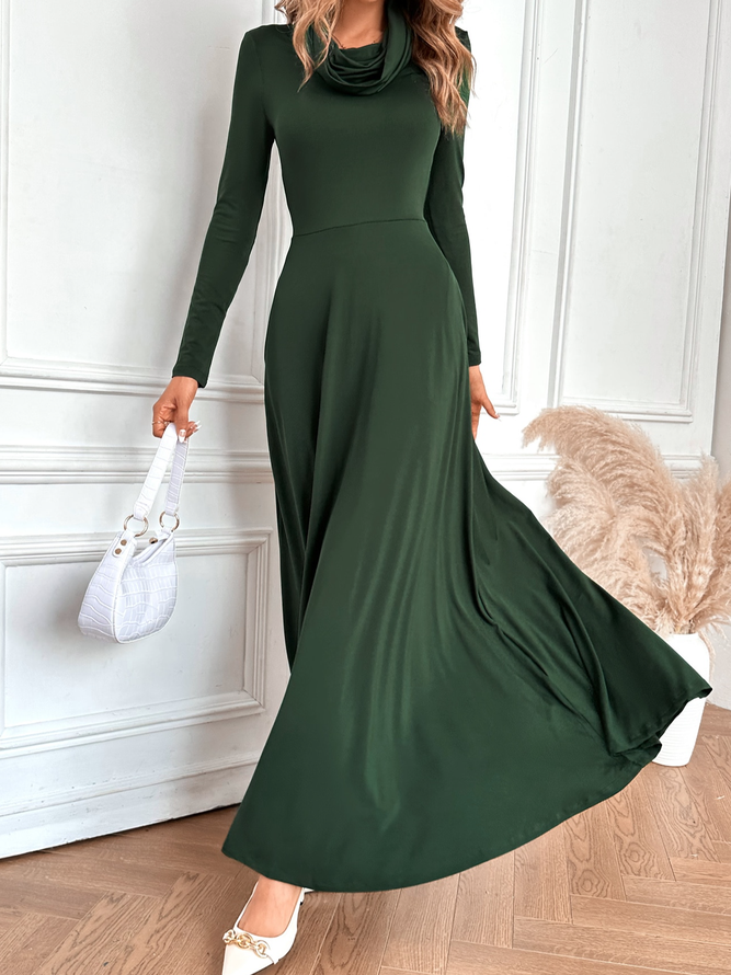 Draped Collar Hidden Pocket Dress