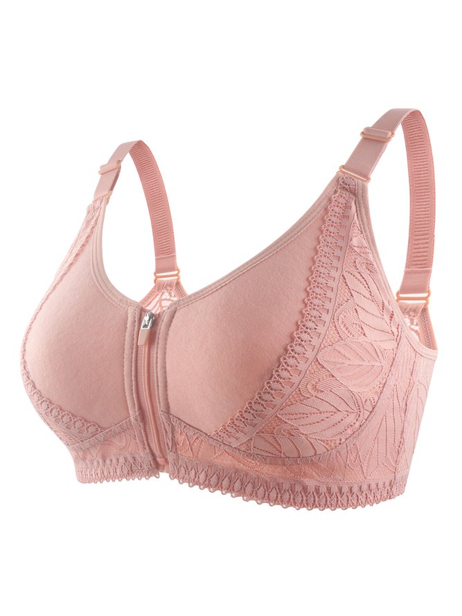 Lace Push Up Zip Front Wireless Bra
