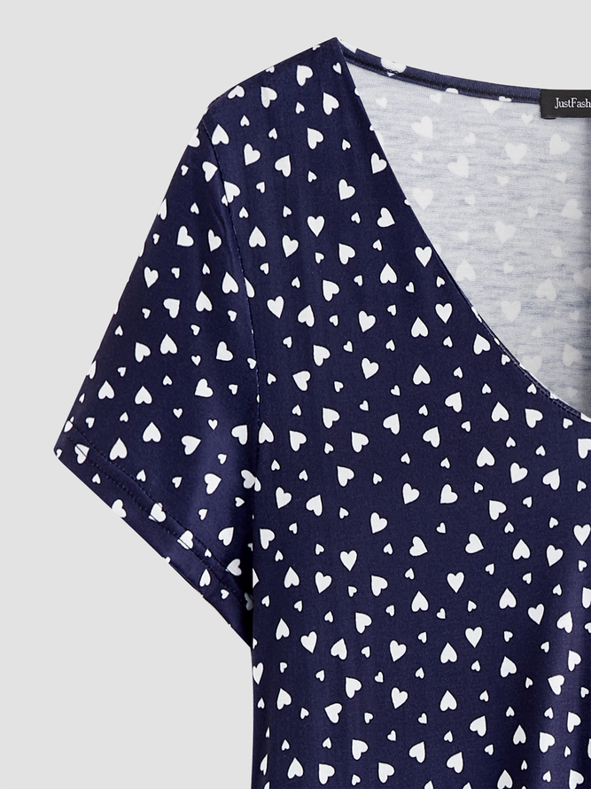 V Neck Heart Swing Party Midi Prom Dress