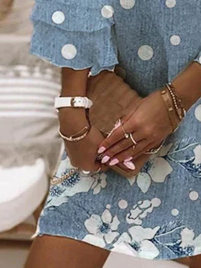 V Neck Loose Floral Vacation Dress