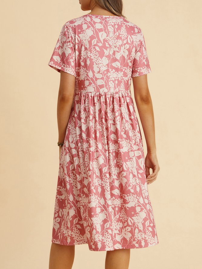 Floral Cotton-Blend Casual Loose Dress