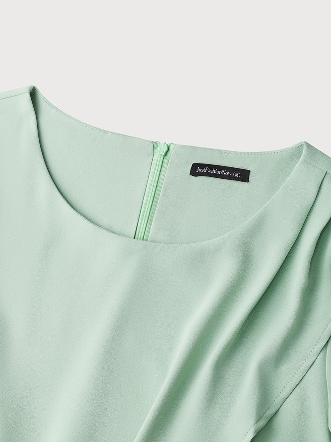 Crew Neck Elegant Plain Formal Midi Prom Dress