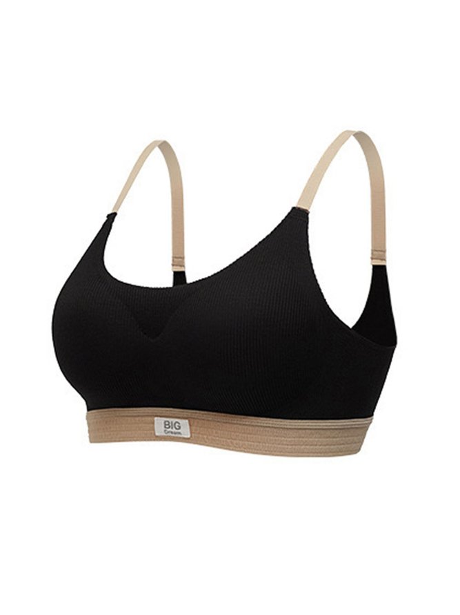 Contrasting Text Letters Seamless Removable Cotton Cups Sports Bra