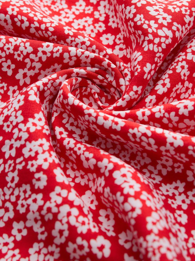 Ditsy Floral V Neck Beach Vacation Casual Mini Smock Dress