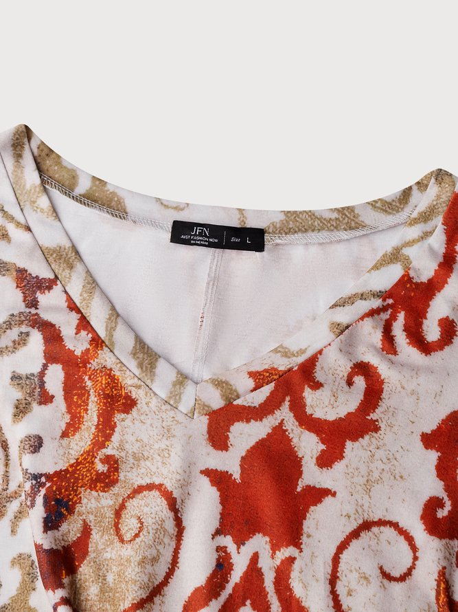 Casual V Neck Ethnic Fit Short sleeve Dress