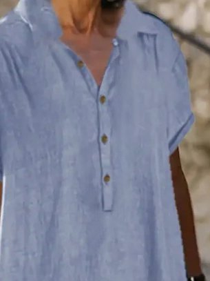 Regular Fit Shirt Collar Vacation Dress