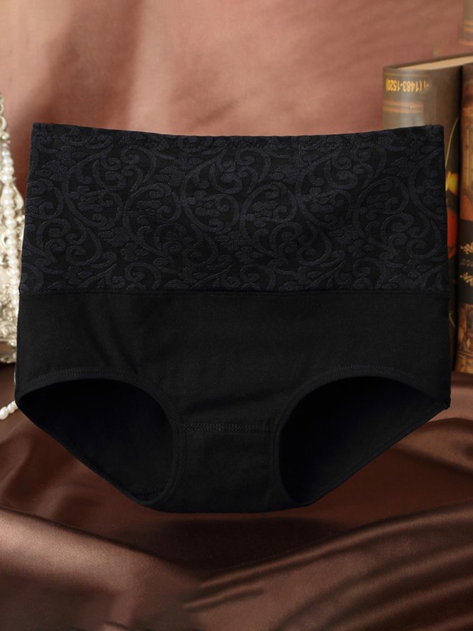 Jacquard Cotton Breathable High Waist Briefs