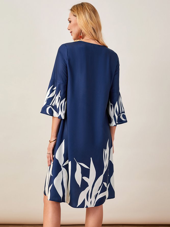 V Neck Loosen Flare Sleeve Prom Dresses