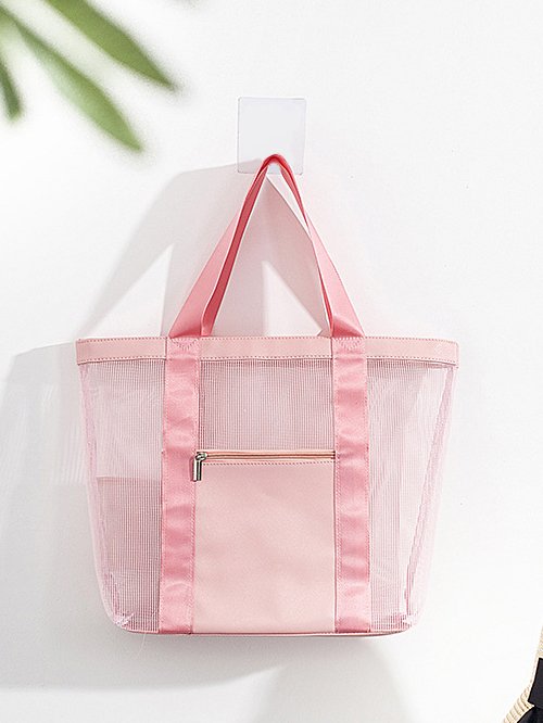 Vacation Beach Mesh Nylon Shoulder Tote Bag Women's Large Capacity Storage