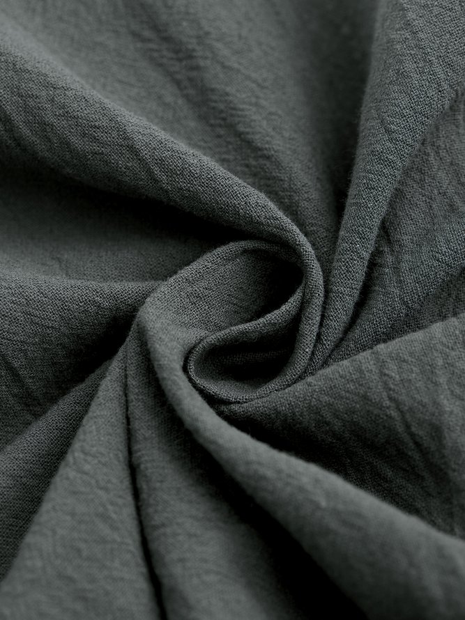 Summer Pockets Round Neck Shift Linen Dresses