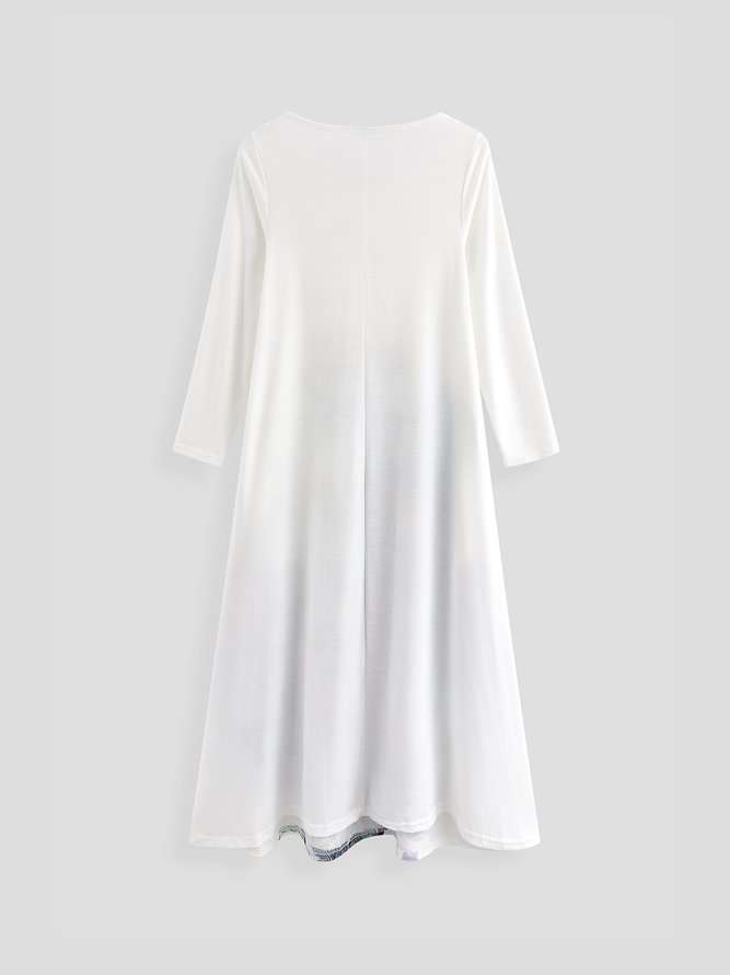 Round Neck Floral Vacation Midi Dress