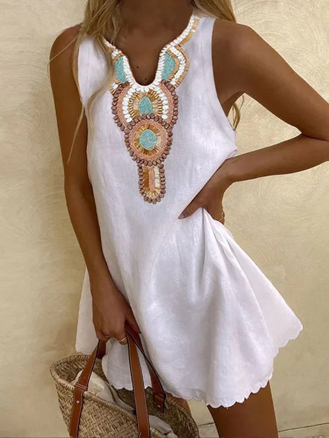 Women's Vintage Ethnic Sleeveless Dress