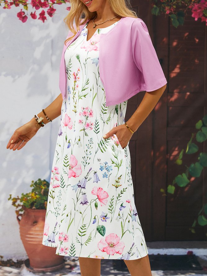 Regular Fit Elegant Wrap Floral Two-Piece Set