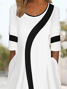 Casual Color Block Loose Dress