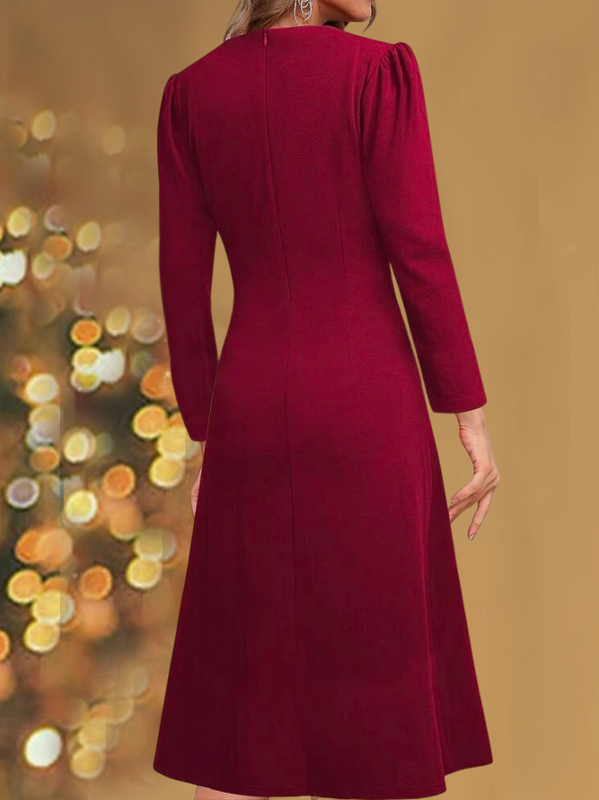 Plain Casual Cotton-Blend Dress