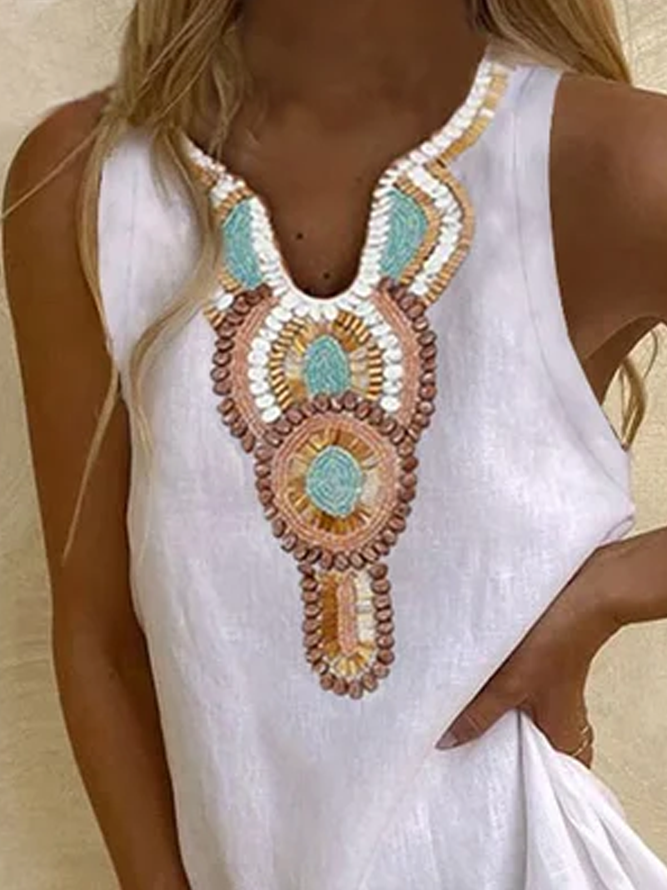 Women's Vintage Ethnic Sleeveless Dress