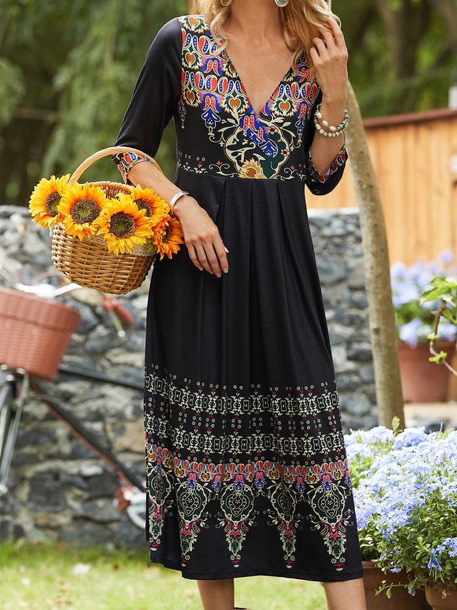 Regular Fit Casual Geometric Dress