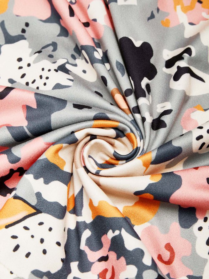 V Neck Floral Casual Midi Dresses