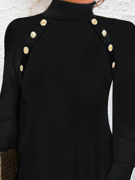 Plain Casual Turtleneck Dress
