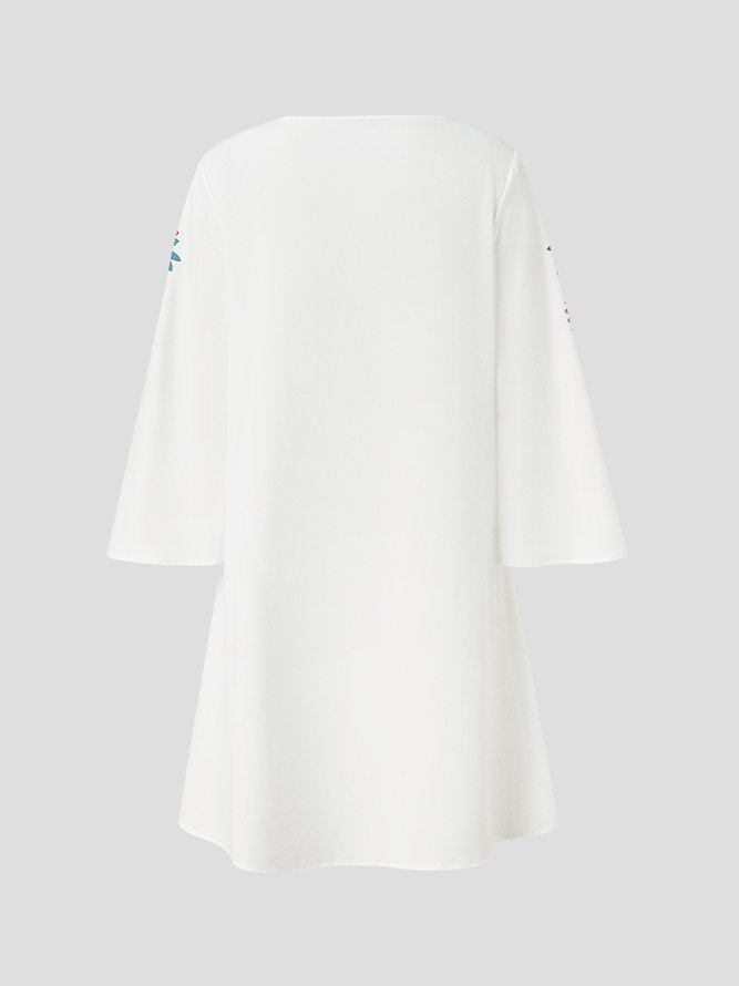 V Neck Tribal Beach Vacation Casual Mini Dress