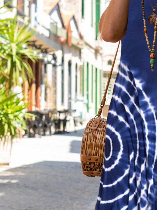 A-Line Crew Neck Cotton-Blend Casual Knitting Dress