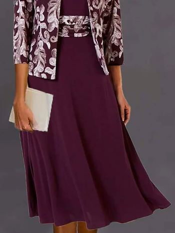 Ethnic Urban Party Formal Occasion Two-Piece Set Dress with Cardigan