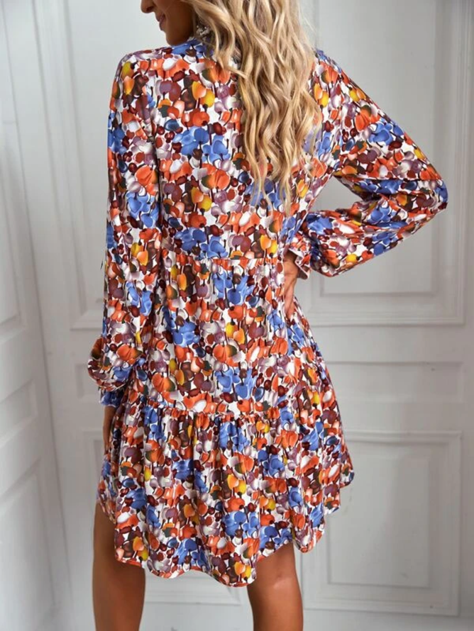 Floral Casual Regular Fit V Neck Smock Dress