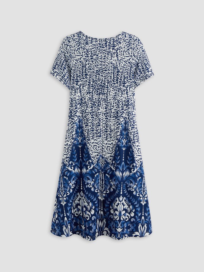 Vacation Round Neck Tribal Short Sleeve women Dress
