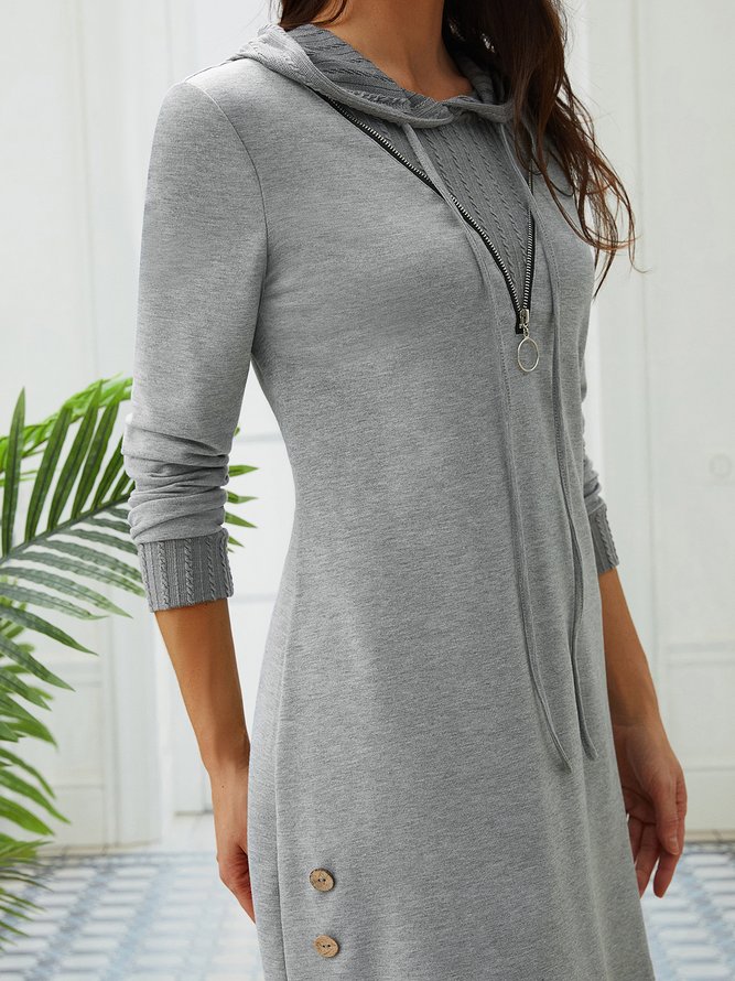 Color Block V Neck Casual Dress