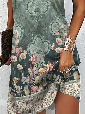 Crew Neck Casual Dress With No Belt